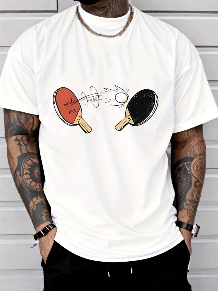 Table Tennis Outfit Male - T-shirt d'été pour homme, imprimé dessin