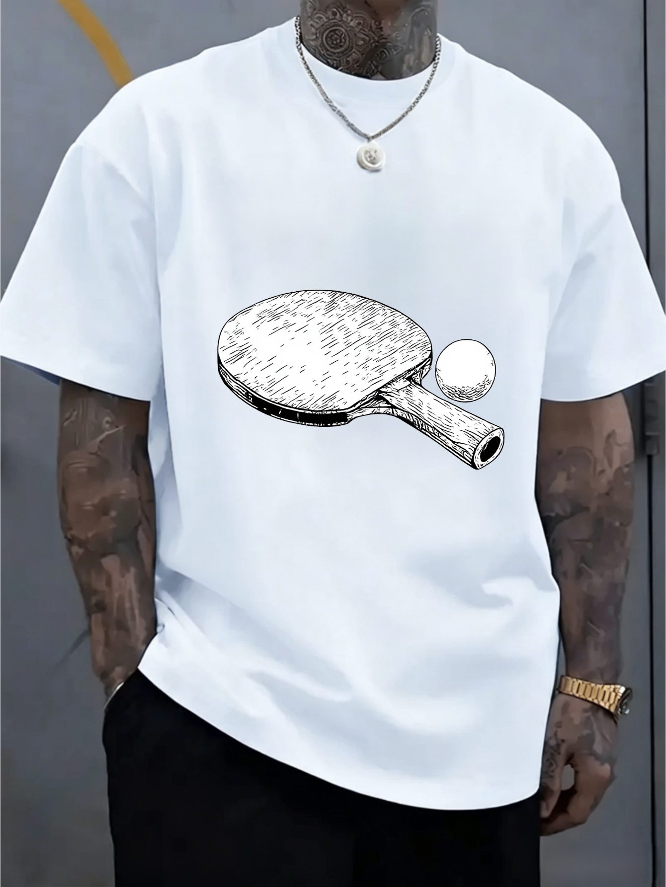 T-shirt homme en coton à manch - Table Tennis Outfit Male avis et prix